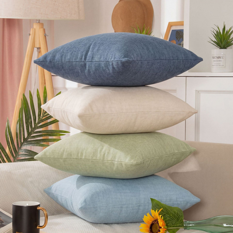 Solid-colored linen sofa cushions with a high-end feel, plain living room pillows, household bedside cushions, and pillowcase manufacturers for wholesale