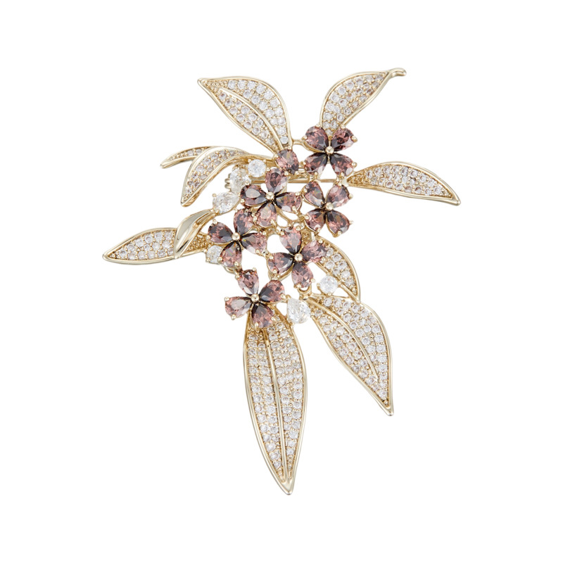 A high-end and elegant osmanthus brooch, exquisitely shining, slightly inlaid with zirconium flower pins, a fashionable bestseller, exquisite women's brooch Item Picture
