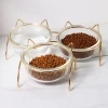Cat bowl, glass double bowl, cat food bowl, cat food and water bowl, neck guard to prevent knocking, special rice bowl for kittens details Picture