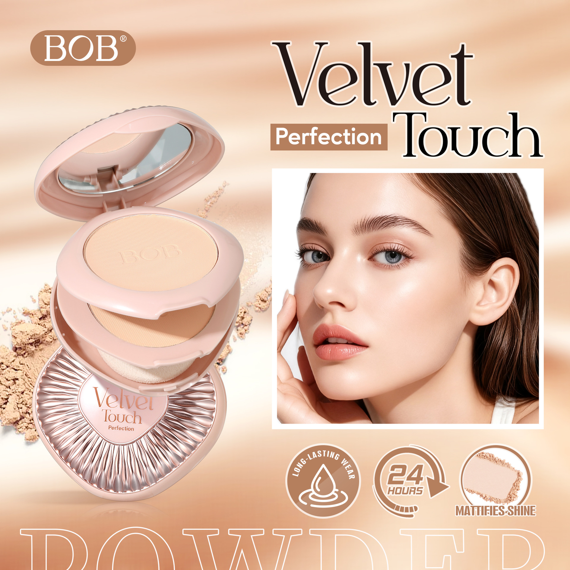 跨境BOB修容遮瑕双层粉饼粉质细腻自然持久控油定妆粉不易脱妆