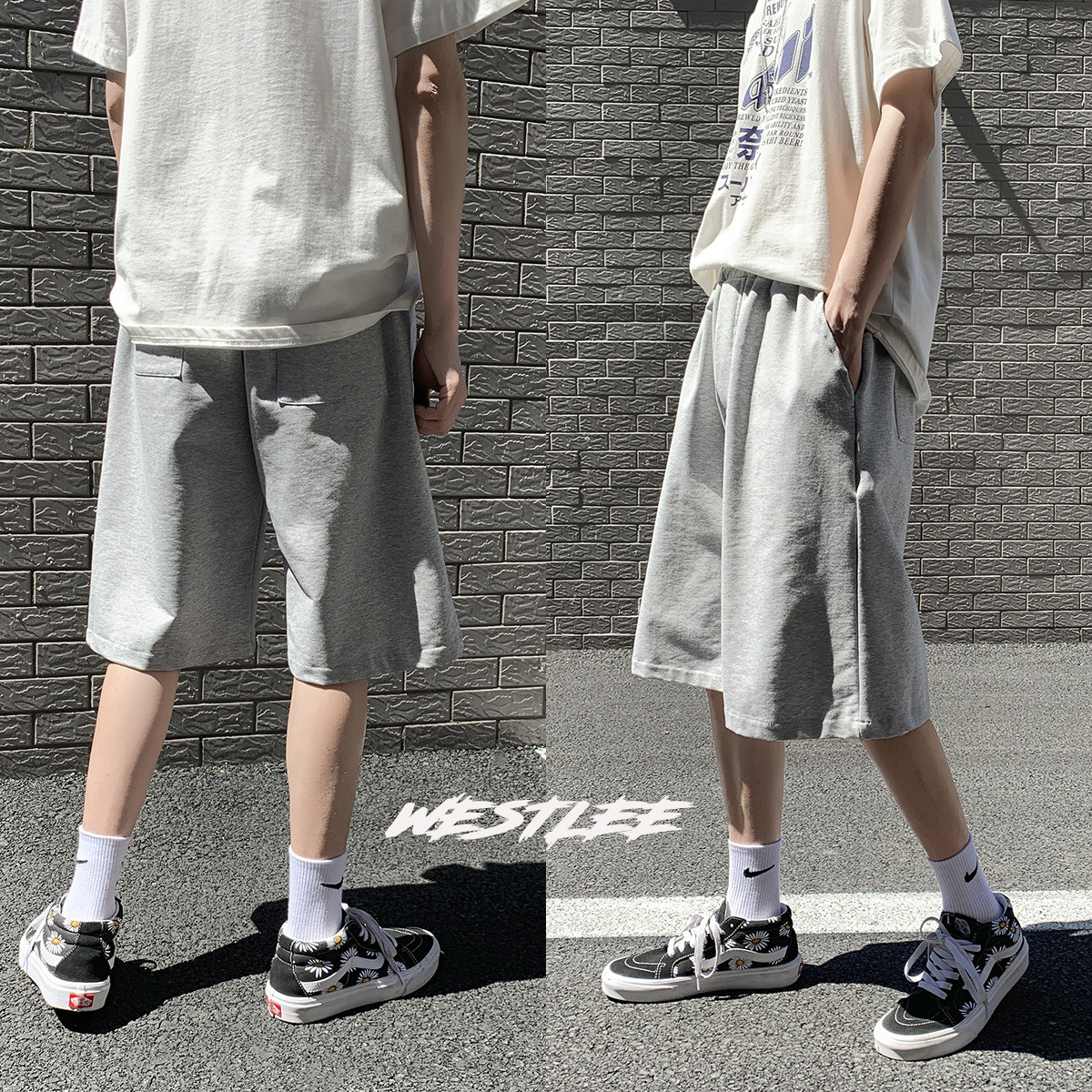 Shorts, casual and loose capri pants, trendy and versatile capri pants, trendy brand men's pants, ins sporty capri pants details Picture