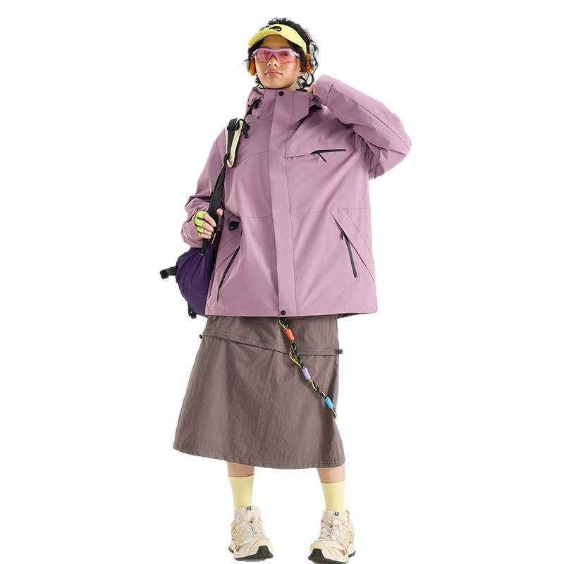 骆陀同款冲锋衣女户外登山服抓绒内胆防风防水三合一外套男定制白底实物图