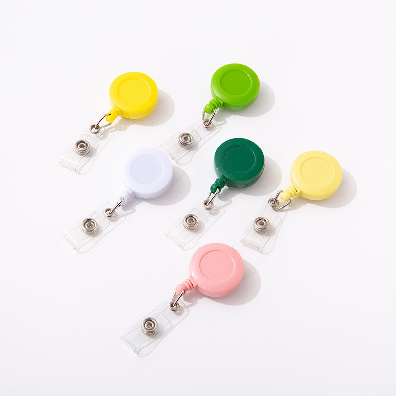 Jinwang Work ID card holder durable telescopic keychain wholesale Solid color plastic UV-printed pull-off buckle