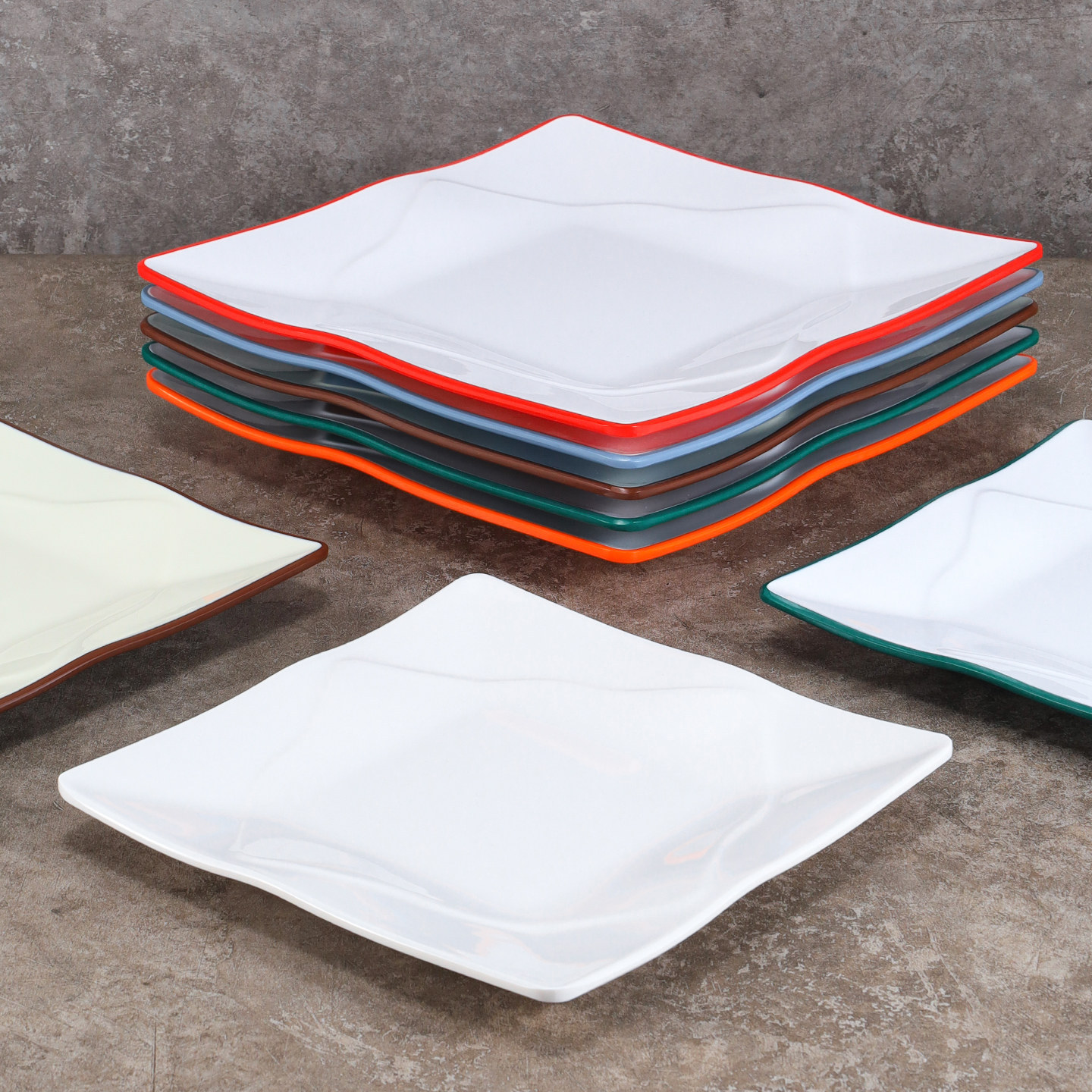 Melamine square plates, imitation porcelain restaurant cold dish plates, plastic fast food plates, rice bowl plates, restaurant stir-frying plates, commercial use Specification image