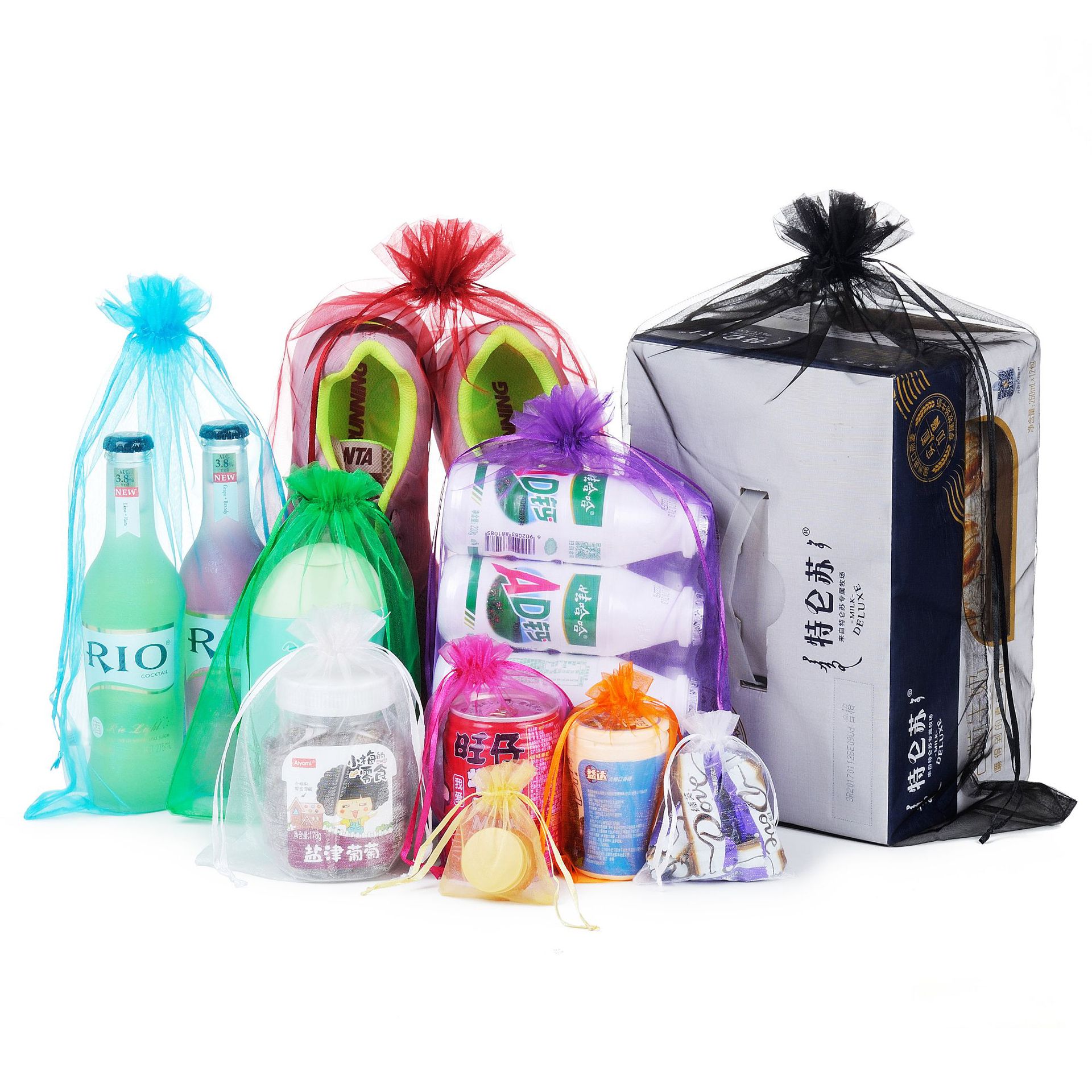 Wholesale of plain Eurogen yarn bags, drawstring wedding candy gift bags, drawstring jewelry and ornament packaging mesh yarn bags from the yarn bag manufacturer Item Picture