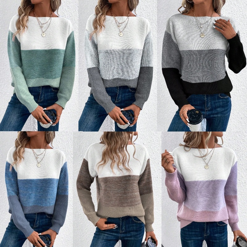 In-stock sweaters in various colors, Amazon's best-selling cross-border women's knitwear, loose and thick tops for autumn and winter full figure