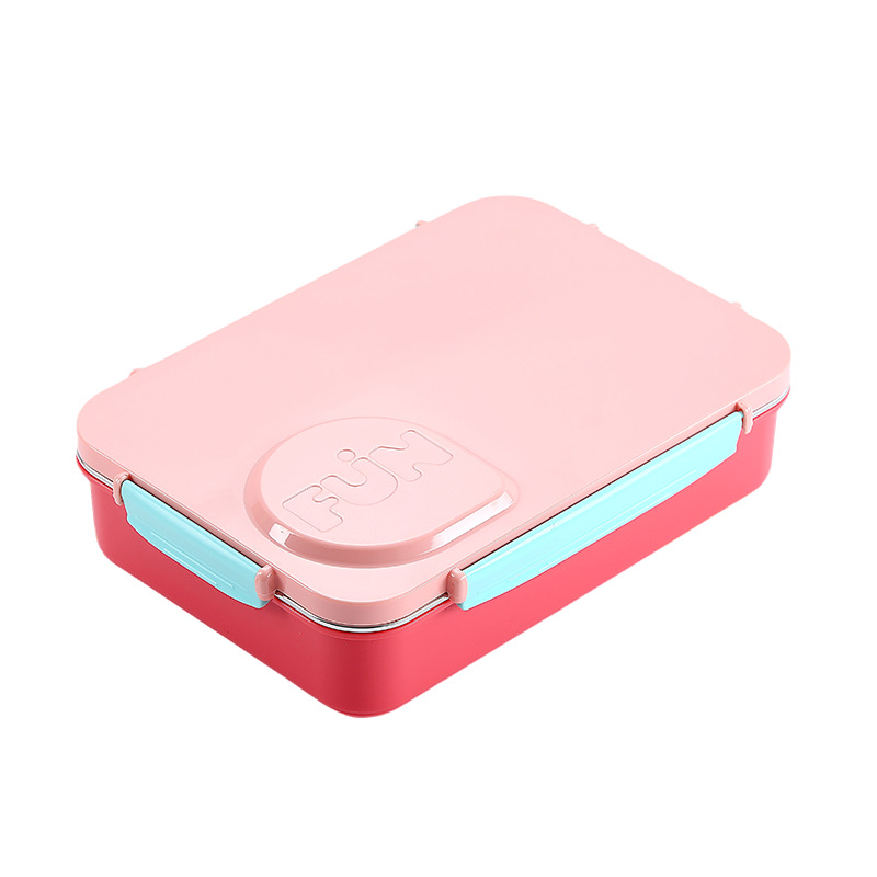 Large-capacity four-compartment stainless steel lunch box, Japanese-style non-cross-flavor compartmentalized student and office worker sealed lunch box with rice Item Picture