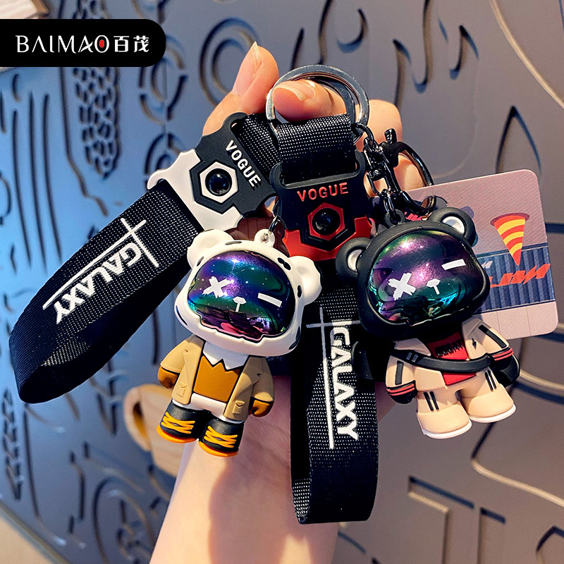 Baimao Original cool and trendy bear keychains, cute, fashionable and exquisite plastic resin figurines, key chains, couple bag pendants Specification image