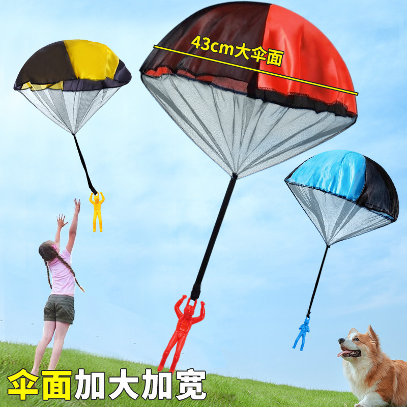 Parachute, children's hand-thrown little figure toys, parent-child interaction, kindergarten outdoor sports, airdrop, parachuting, boys' game Specification image