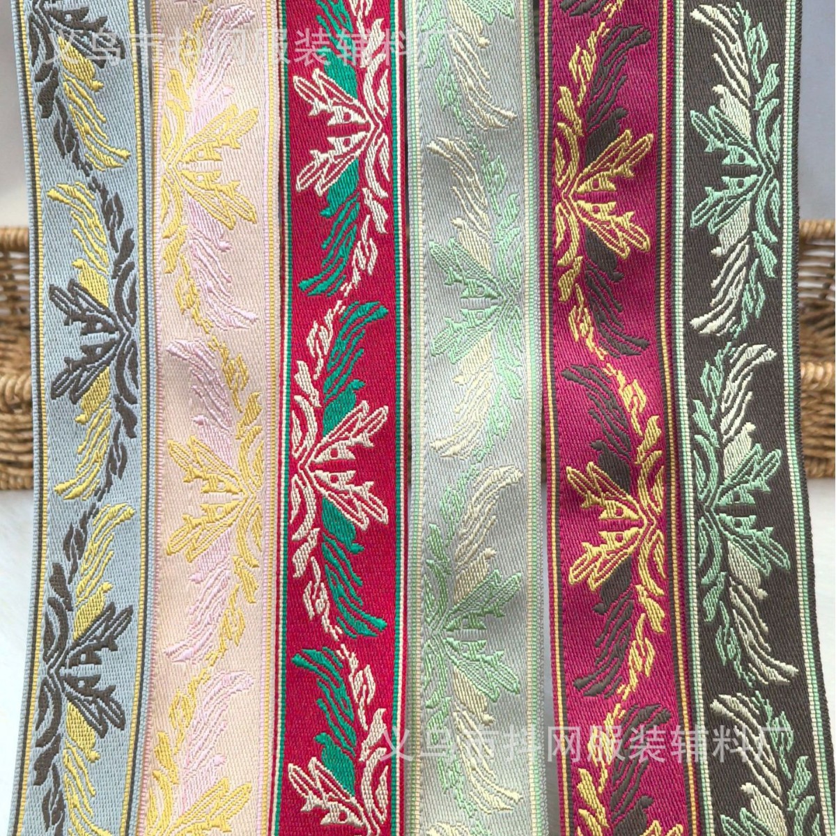 3.0cm Golden Wings Ethnic style jacquard embroidery webbing performance costume accessories gift box packaging tape in stock wholesale