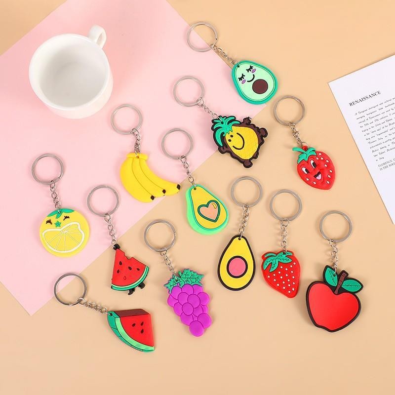 Soft rubber keychains, 2024 new keychains, fruit keychains, cute keychains, car keys details Picture