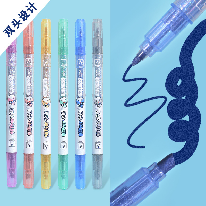 Factory direct supply of Weiya Hui Flash Highlighter 030B double-headed extended Highlighter wholesale with bright colors full figure