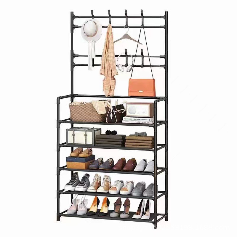 Floor-standing integrated shoe and hat rack, multi-layer simple shoe rack, living room hanging bag rack, shoe rack, door storage rack details Picture