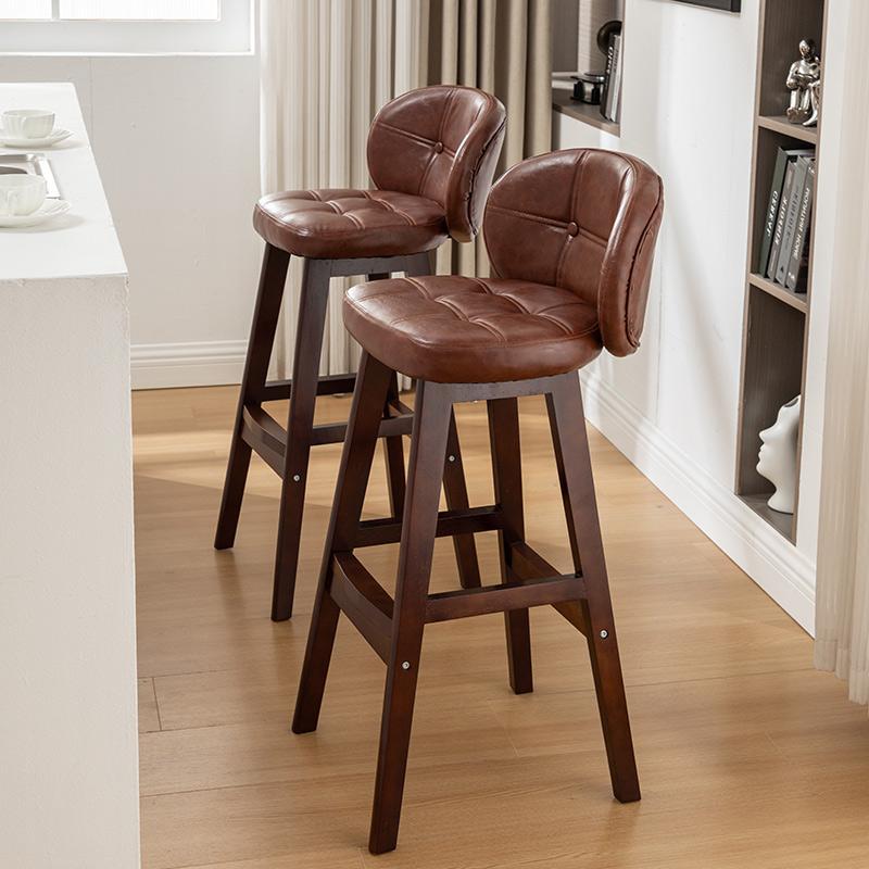 实木吧台椅子现代简约高脚凳靠背吧椅家用轻奢酒吧桌椅吧凳高凳子