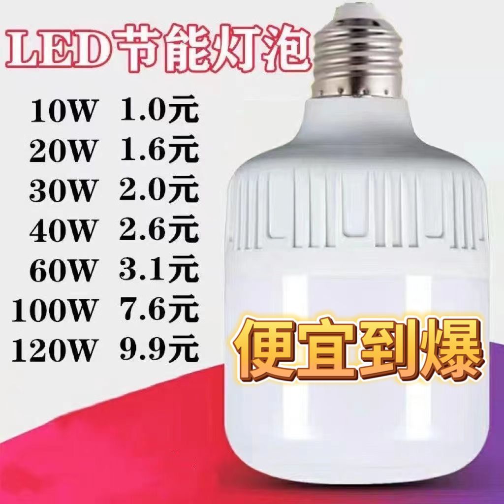 Ultra-bright led bulb E27 screw-socket household white light bulb, high-power energy-saving bulb for factory workshops details Picture