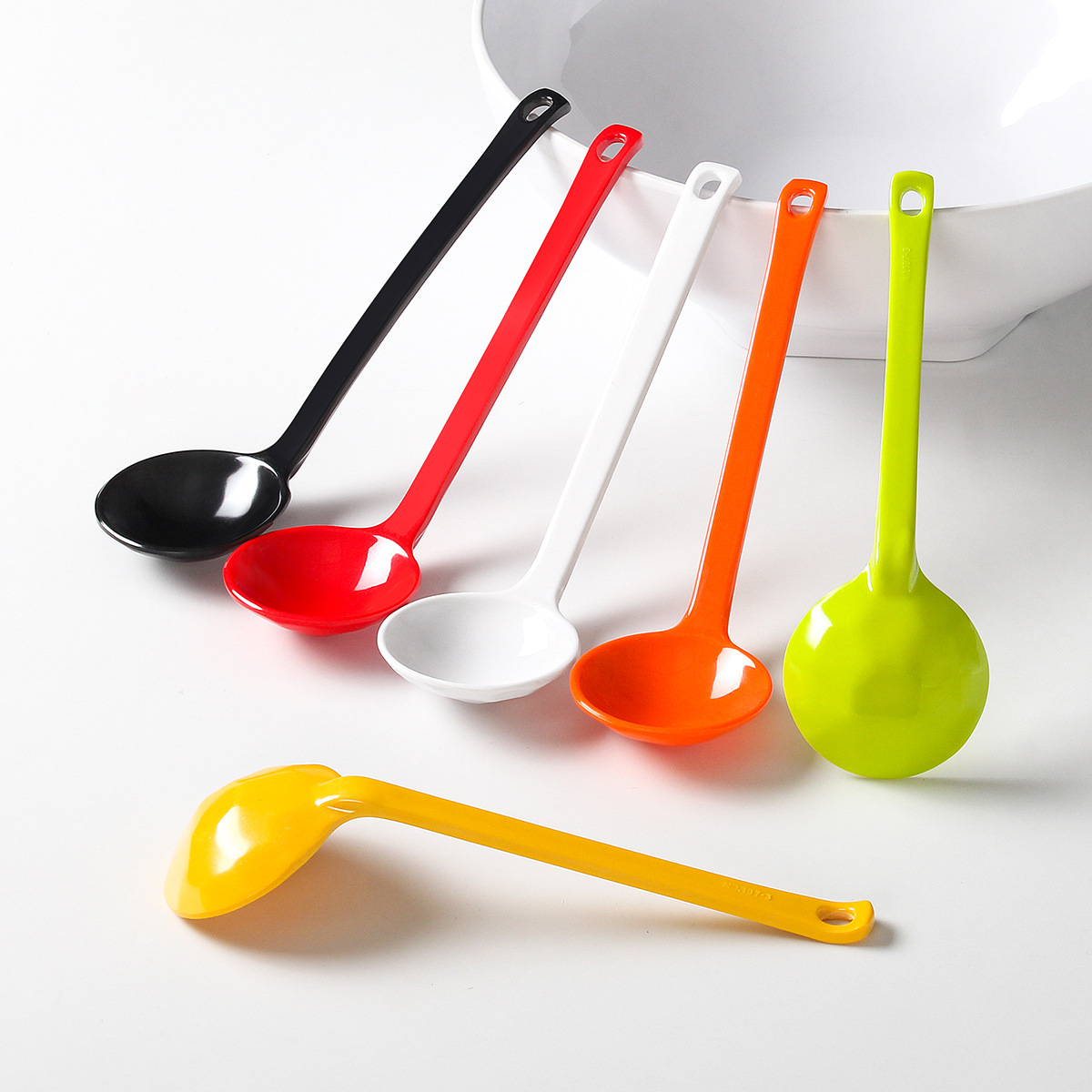 A5 melamine tableware spoon, soup spoon, spicy hot pot turtle shell spoon, plastic long-handled round-head turtle back spoon, rice noodle, commercial use in the catering industry details Picture