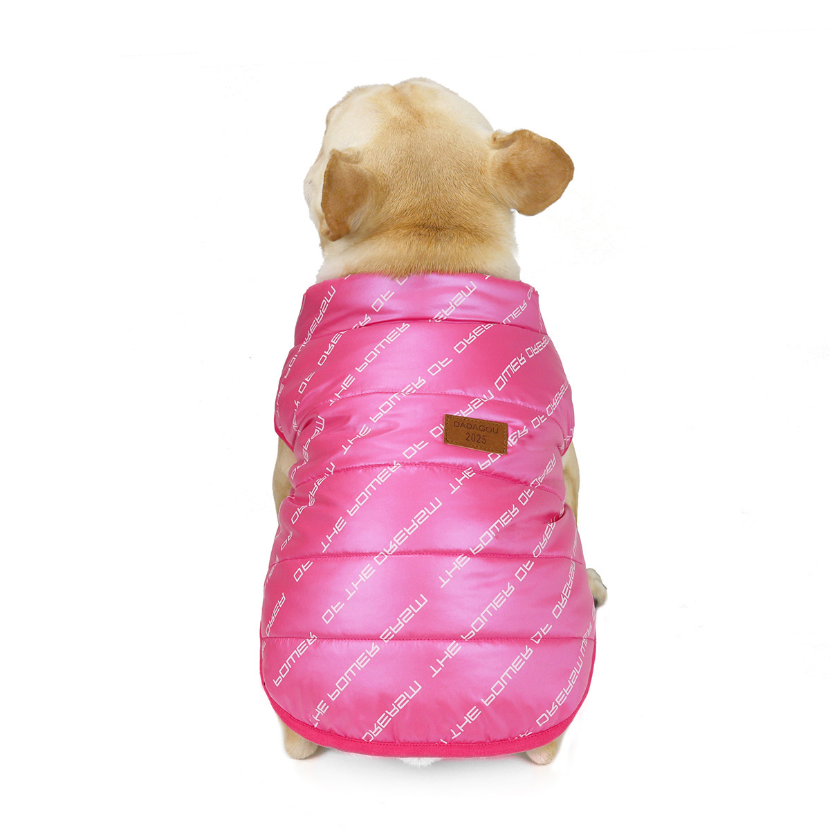 Pet clothing for autumn and winter, European and American style bulldog waterproof fabric warm cotton vest, small and medium-sized dog two-legged coat Item Picture