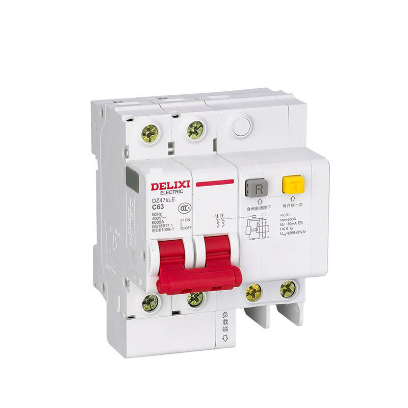 德力西空气开关带漏电保护断路器1P3P+N2P4P空开漏保单相220V三相白底实物图
