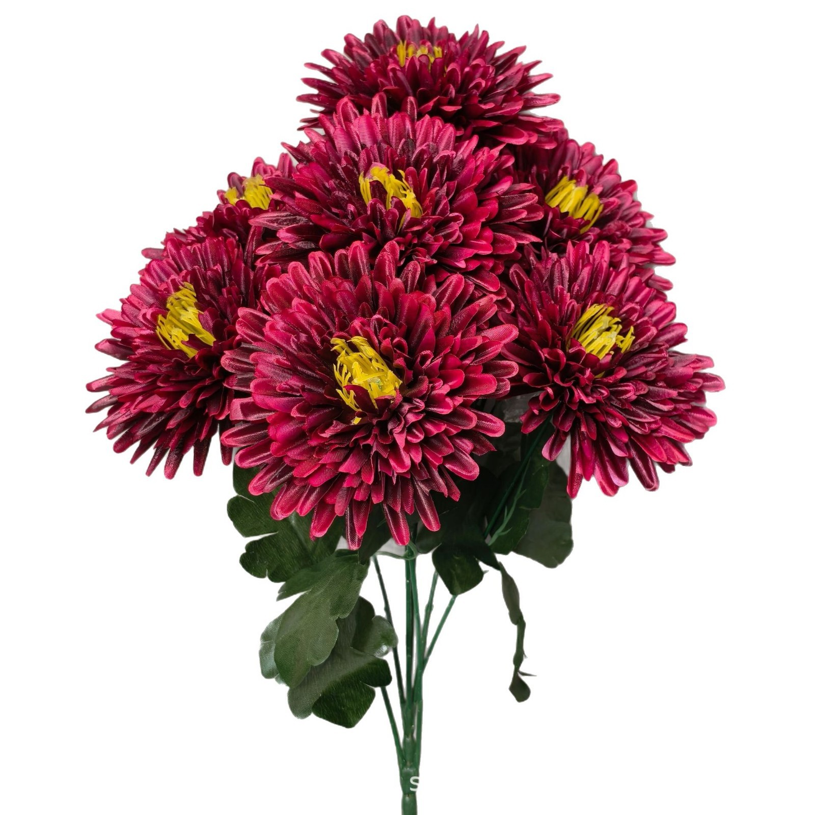 跨境7头仿真花针菊清明节祭祀上坟假花殡仪馆绢花大把束菊花批发白底实物图
