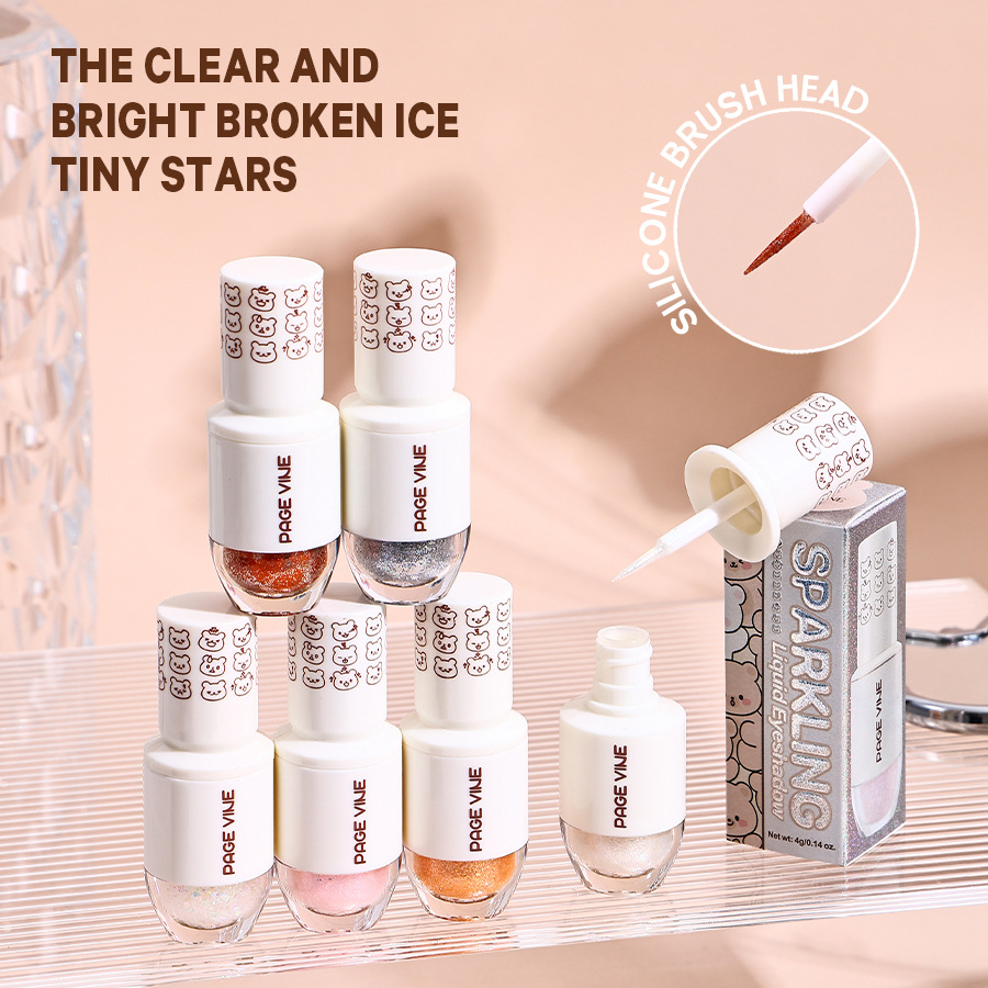 Cross-border PAGE VINE Starry Liquid Eyeshadow Cute Bear Sleeping Silkworm Brightening Pearlescent Super Sparkling Eyeshadow Liquid Specification image