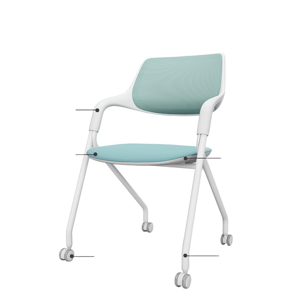 The PA plastic nylon frame training chair features an ergonomic design and silent rollers, making it an office chair suitable for multiple scenarios Item Picture