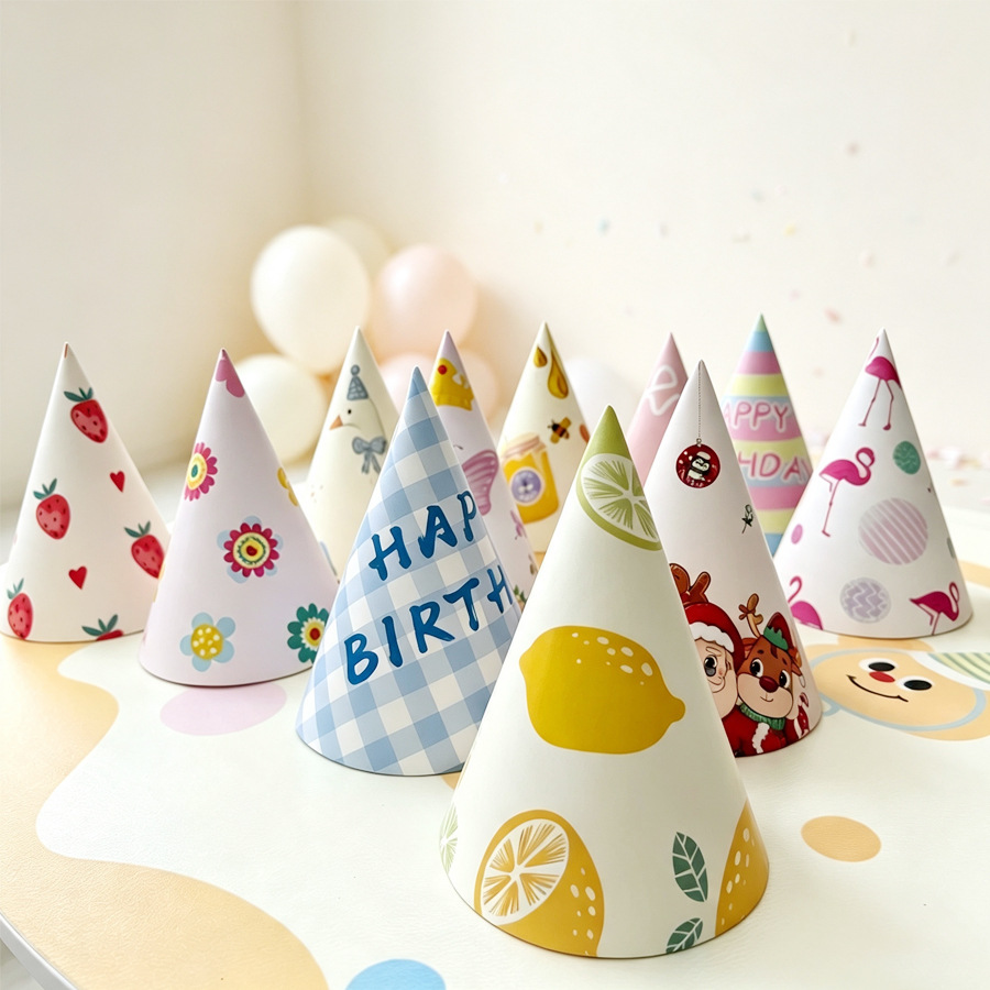 Cross-border children's birthday theme party set paper birthday hat, baby's first birthday decoration and arrangement birthday party hat