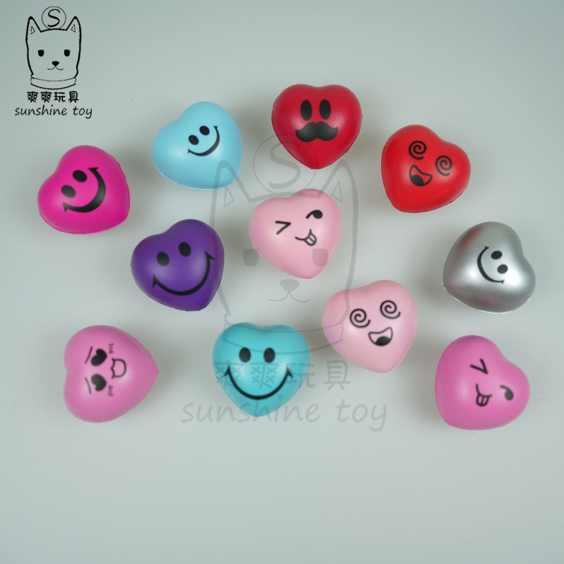 Cross-border Valentine's Day: 4cm foam sponge heart pressure ball, rehabilitation grip strength ball, red heart pu ball with LOGO printed details Picture