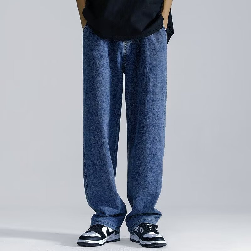 Jeans rectos hombre 2024 primavera/otoño nuevo marca de moda holgada caída sensación pierna larga caída sensación trapped pantalones pantalones casuales Specification image