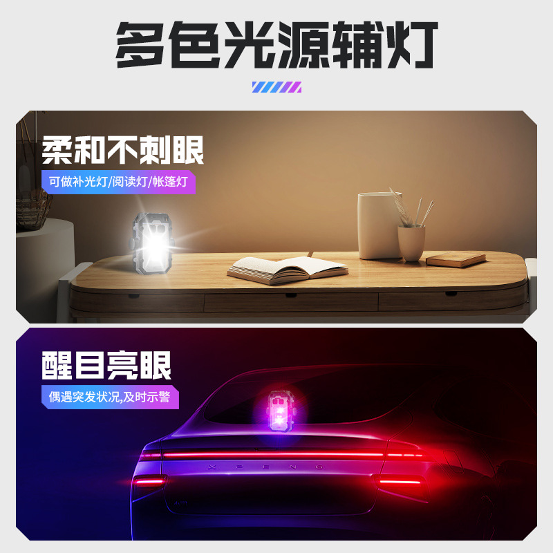 Cross-border multi-functional LED high-intensity flashlight, mini magnetic keychain lamp, USB charging outdoor cap clip lamp details Picture