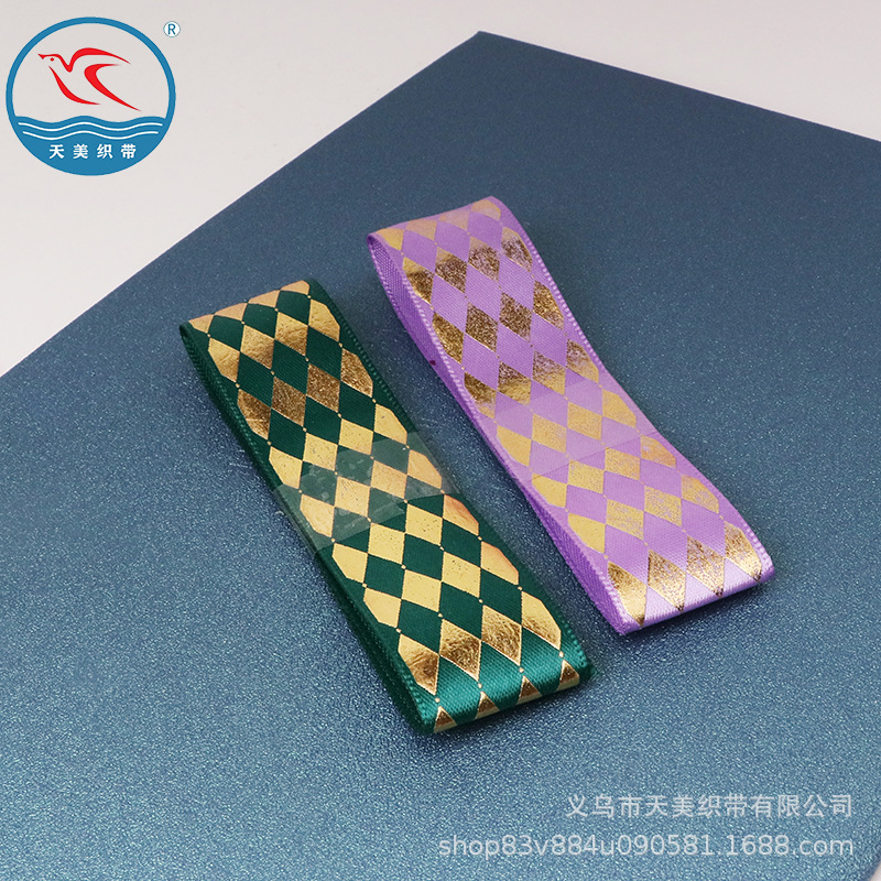New 2.5CM gold-embossed diamond-shaped ribbon, high-end gift packaging color ribbon, polyester ribbon wholesale, threaded tape, DIY accessories Application Scenario