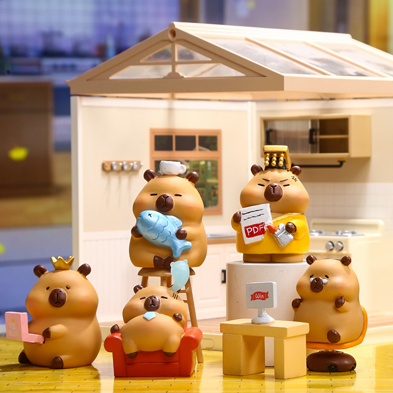 Capibara - I Love Going to Work Blind Box Cartoon Creative Desktop Display, Cute and adorable Resin Display Blind box details Picture