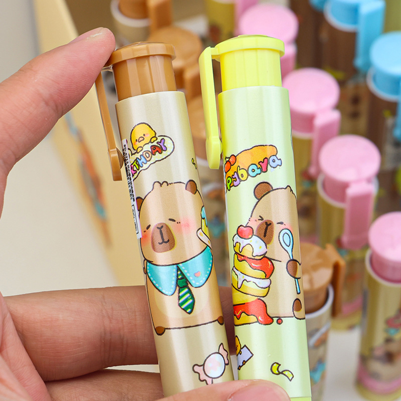 Cute Capibara press eraser, a creative pen-shaped eraser for primary and secondary school students and children details Picture