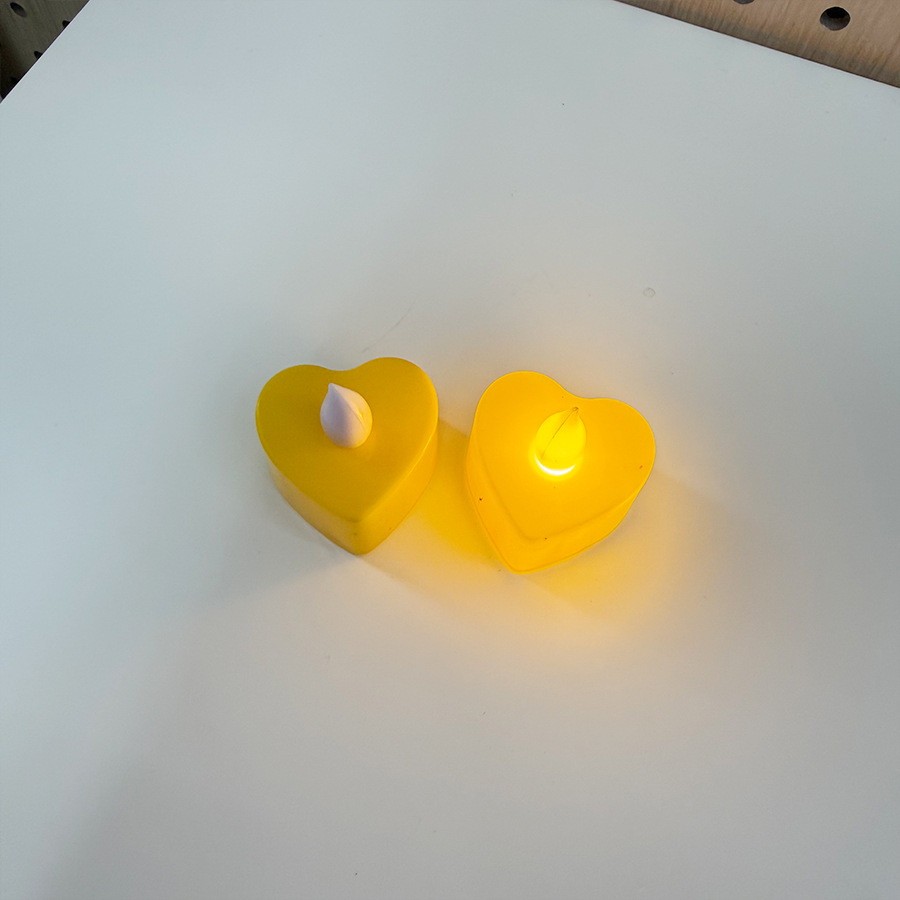 New heart-shaped colored shell tea wax LED electronic candle, confession and proposal prop, party and Christmas supplies Specification image