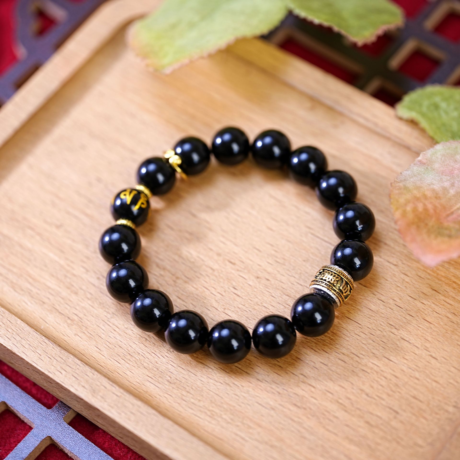 Nuevo chino cuentas obsidiana brazalete cuentas mujer vintage moda bronces cuentas de buda cordones de mano accesorios Specification image