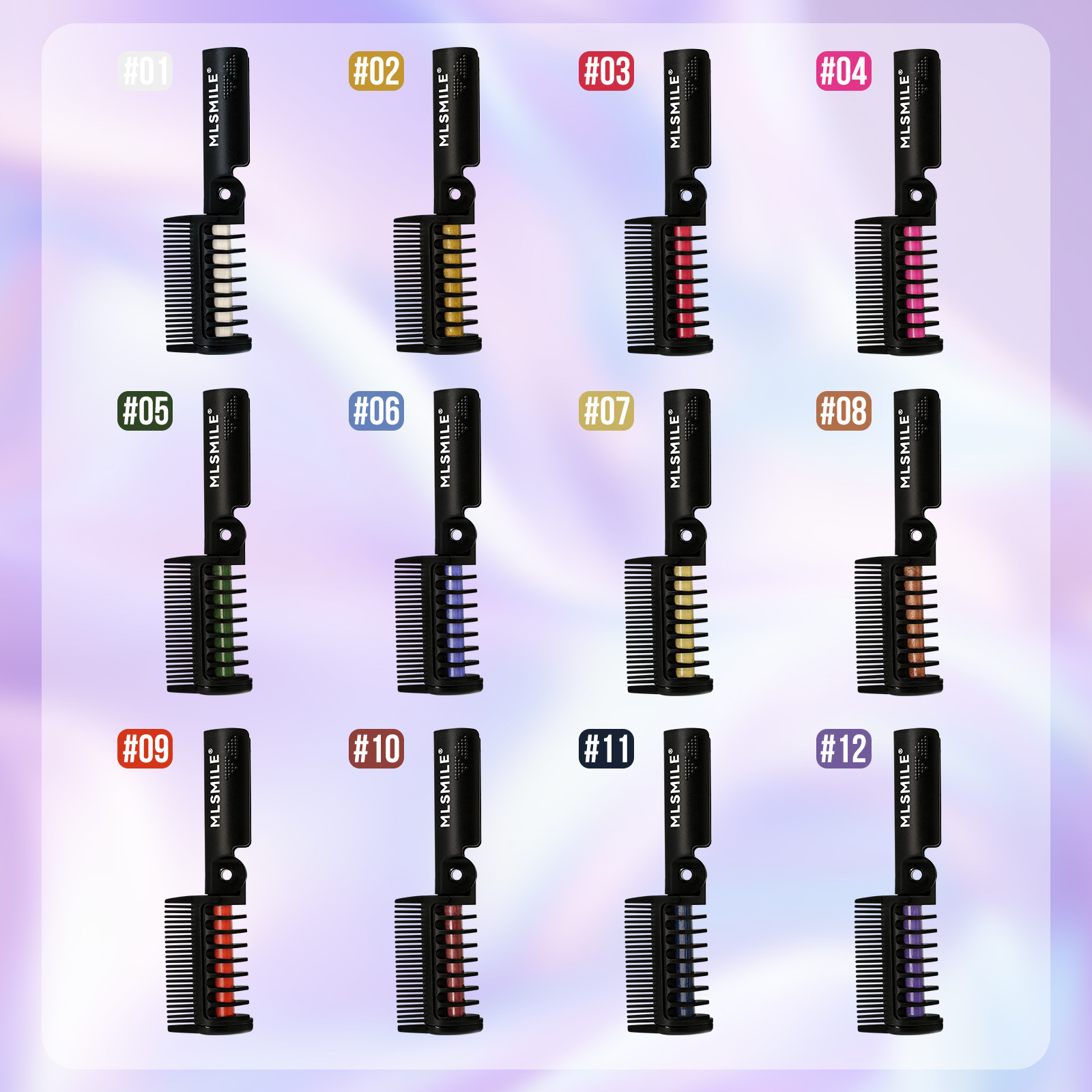 Cross-Border 12-Color Foldable Hair Dye Comb, Amazon Bestseller, Dazzling Colorful Children's Hair Picking And Dyeing Stick, Hair Dye Pen Specification drawing