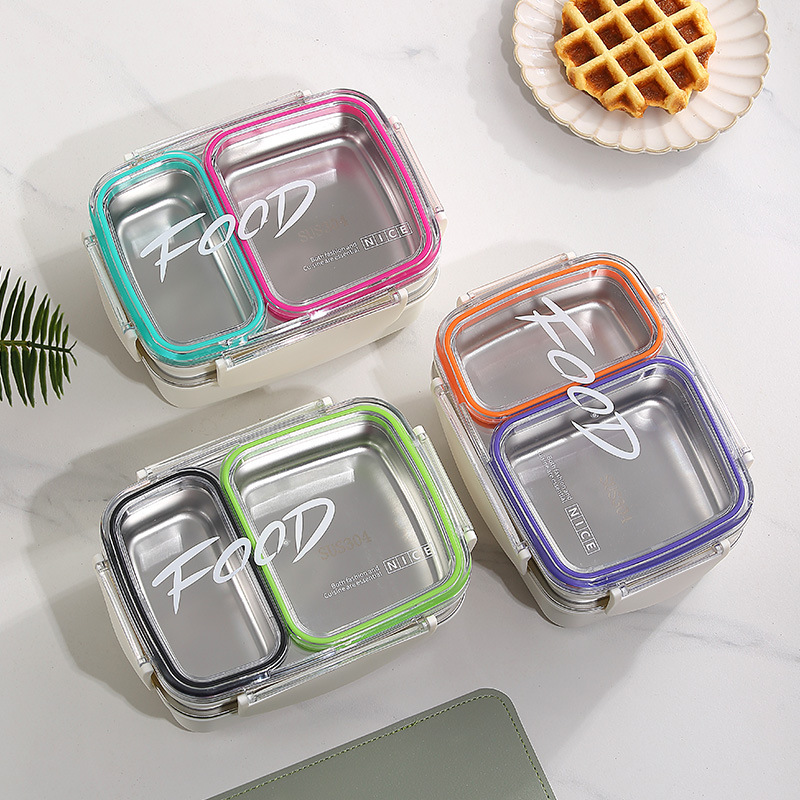 Korean-style lunch box for office workers, 304 stainless steel lunch box with high appearance level, two-compartment lunch box for primary school students Application Scenario