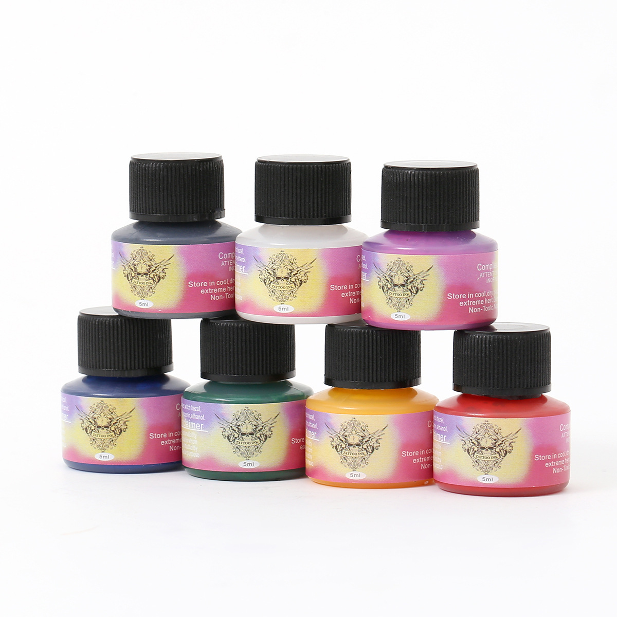 跨境热销练习色料刺青墨水一体针用颜料5ml打雾练习墨水刺身工具