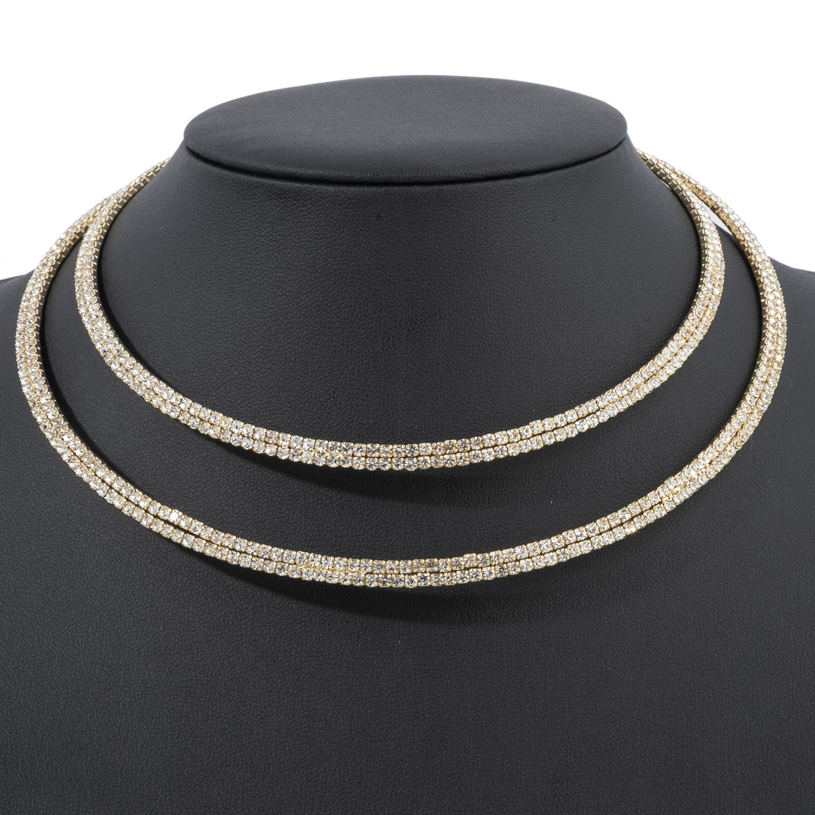 Cross-border high-end full-diamond sparkling necklaces from Europe and America, multi-row hollowed-out rhinestone choker, innovative, trendy, luxurious, elastic and personalized choker full figure