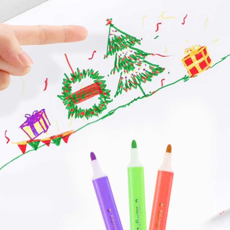 雅隆跨境热卖绘画耐用彩笔三角杆艺术用品水彩笔学校文具白底实物图