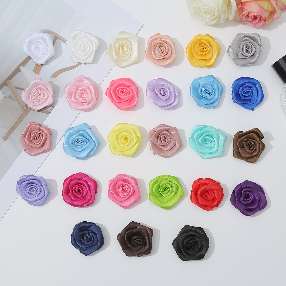 韩系热销玫瑰花朵辅料4cm丝带涤纶服装辅料手工diy发夹饰品配件