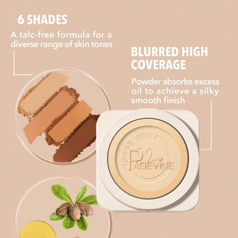 Cross-border PAGE VINE dry and wet dual-purpose powder compact, long-lasting makeup setting, waterproof, sweat-proof, no powder sticking, no smudging, touch-up for export