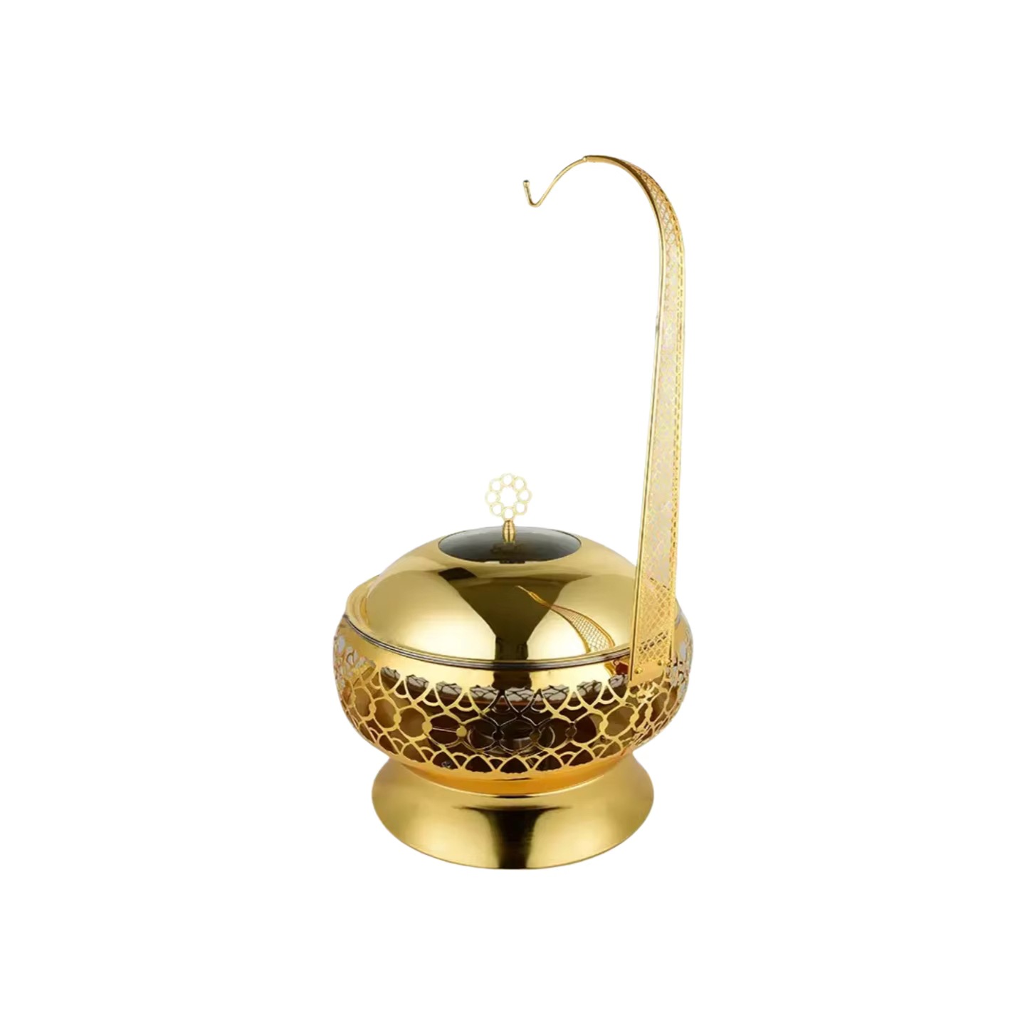 Hotel wedding banquet stainless steel insulated pot, golden buffet, alcohol heating food insulated with hanging lid details Picture
