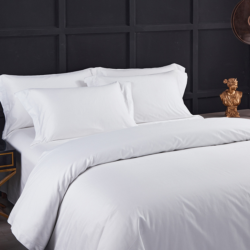 Wholesale of four-piece sets of white bed sheets and duvet covers for five-star hotel linens, guesthouses and homestays Specification image