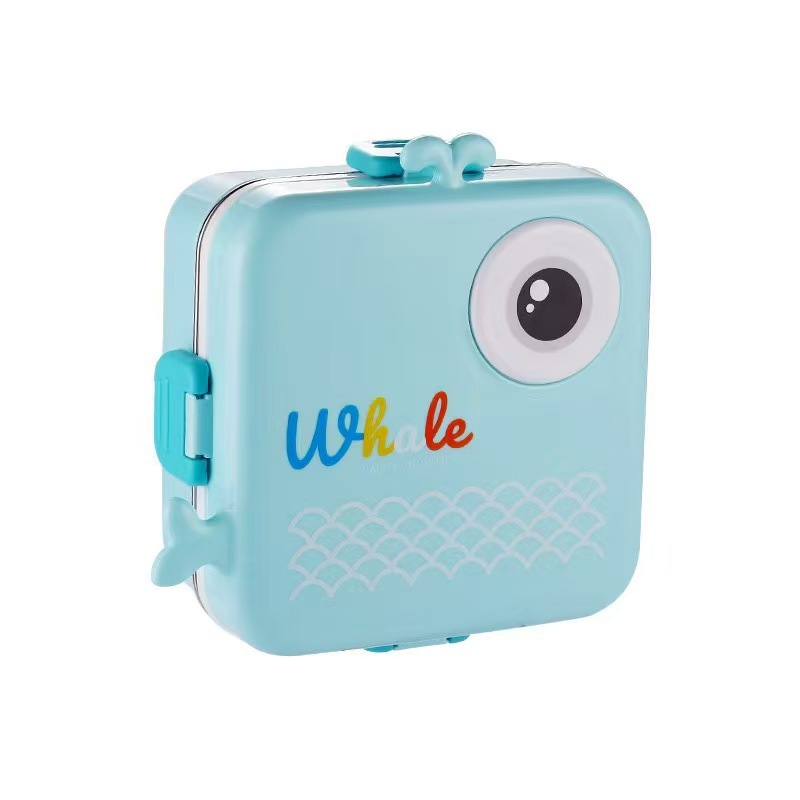 Cartoon cute stainless steel insulated lunch box with tableware, sauce box, compartments, sealed with lid, anti-scald and heat-insulating lunch box Item Picture
