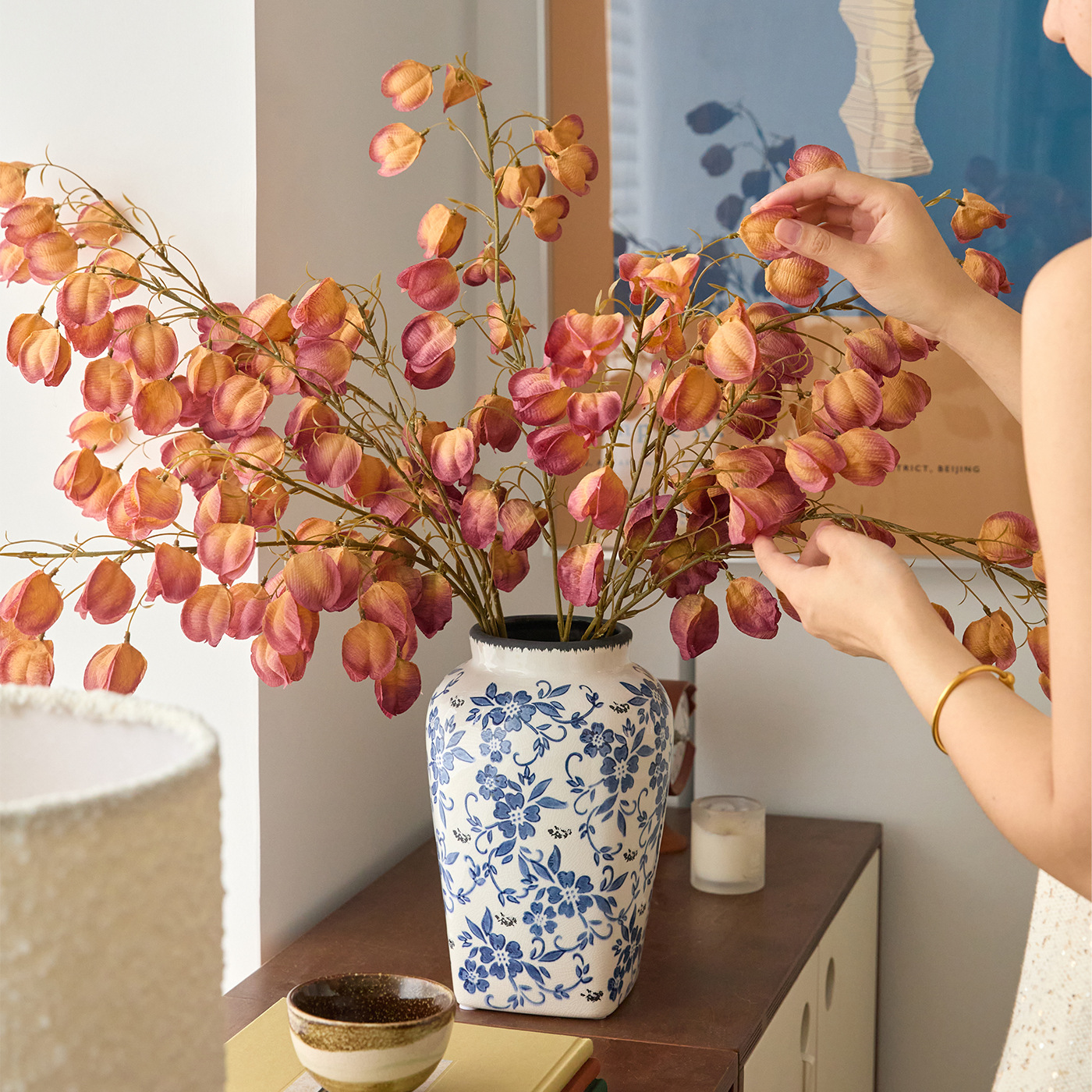 仿真花DIY发饰配件/假花/5朵塑膠花/仿真花/假花批发细节图