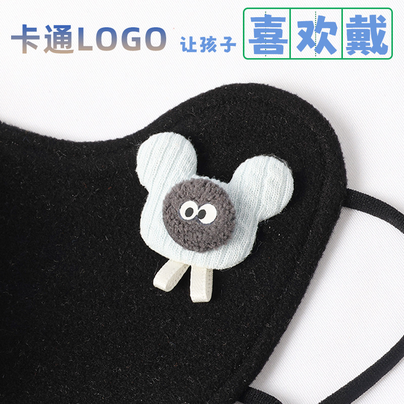 冬季澳绒保暖口罩男女童防寒防风面罩透气护眼角骑行立体卡通脸罩细节图