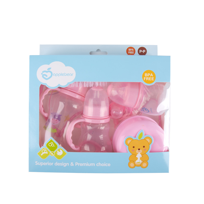 外贸母婴用品套装婴儿奶瓶奶刷围兜粉扑宝宝护理套装组合厂家批发