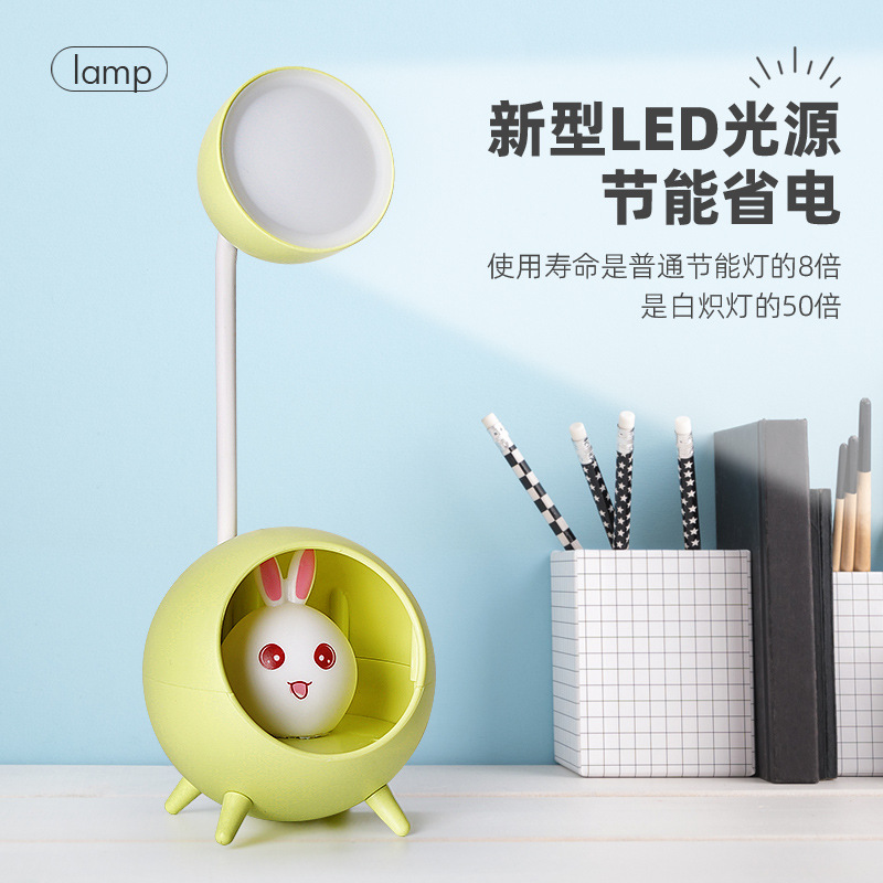 Fuente de luz LED lámpara de mesa pequeña ahorro de energía dibujos animados USB ahorro de energía lámpara de mesa pequeña adorable lámpara de noche pequeña cura