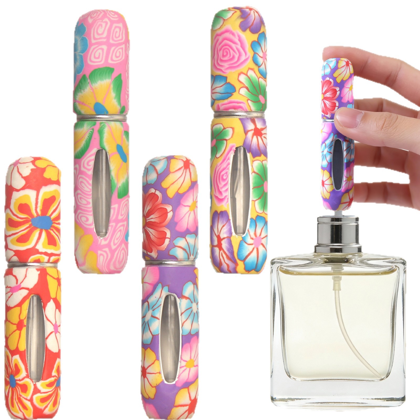 A new cross-border 5ml perfume dispenser bottle made of soft clay, portable, with a direct bottom filling and self-pumping press-type spray bottle Item Picture