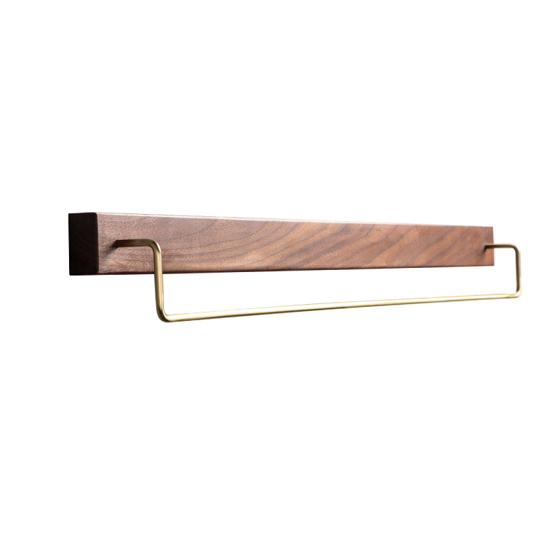 Wooden towel rack, kitchen non-drilling retractable hanging rack, towel storage rack Item Picture